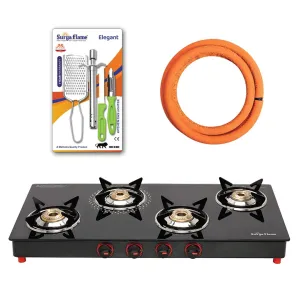 1 SF LPG STOVE 4B SMART MS NA|1 SF HOSE PIPE 1.5 MTR..|1 SF SPARK LIGHTER - ELEGANT (PACK OF 4)..vb