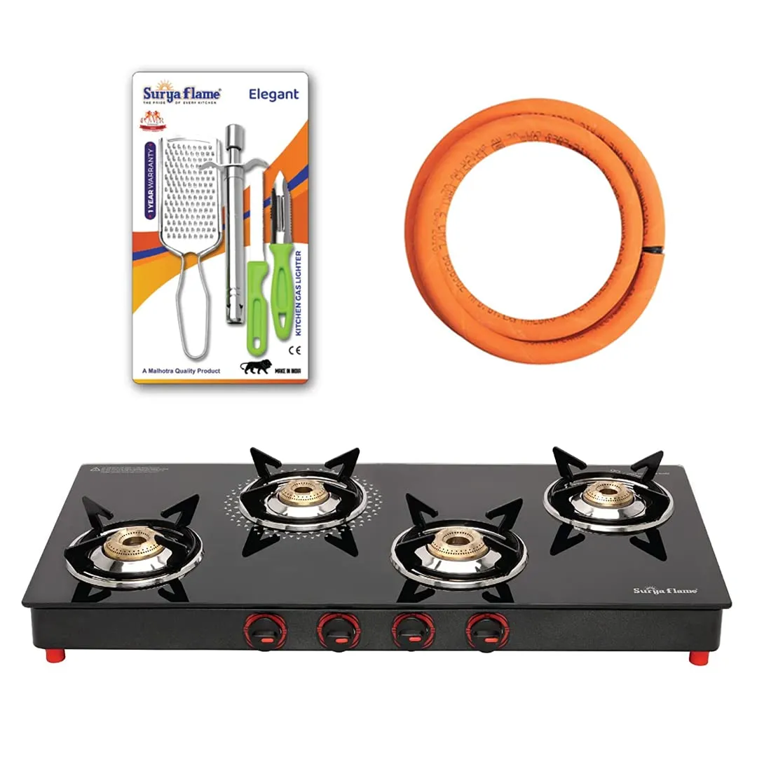 1 SF LPG STOVE 4B SMART MS NA|1 SF HOSE PIPE 1.5 MTR..|1 SF SPARK LIGHTER - ELEGANT (PACK OF 4)..vb