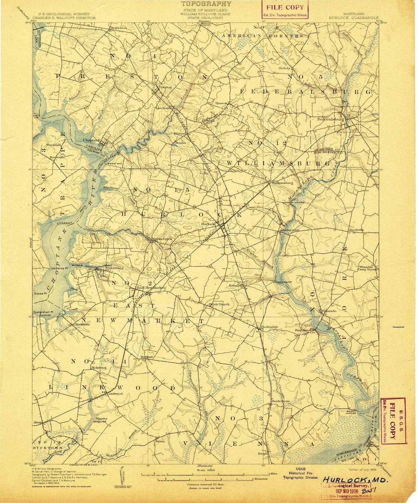 1905 Hurlock, MD - Maryland - USGS Topographic Map