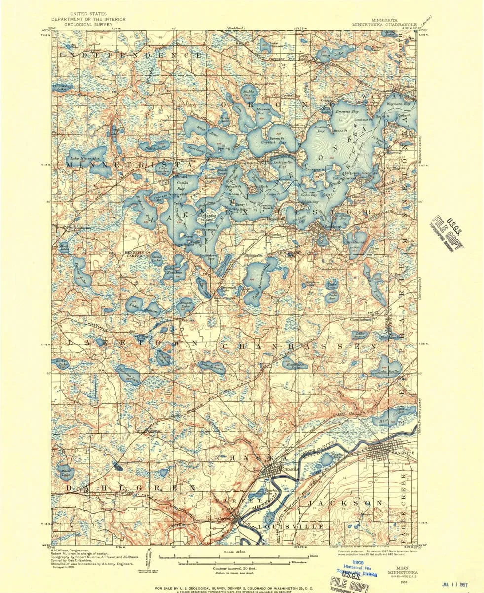 1905 Minnetonka, MN  - Minnesota - USGS Topographic Map