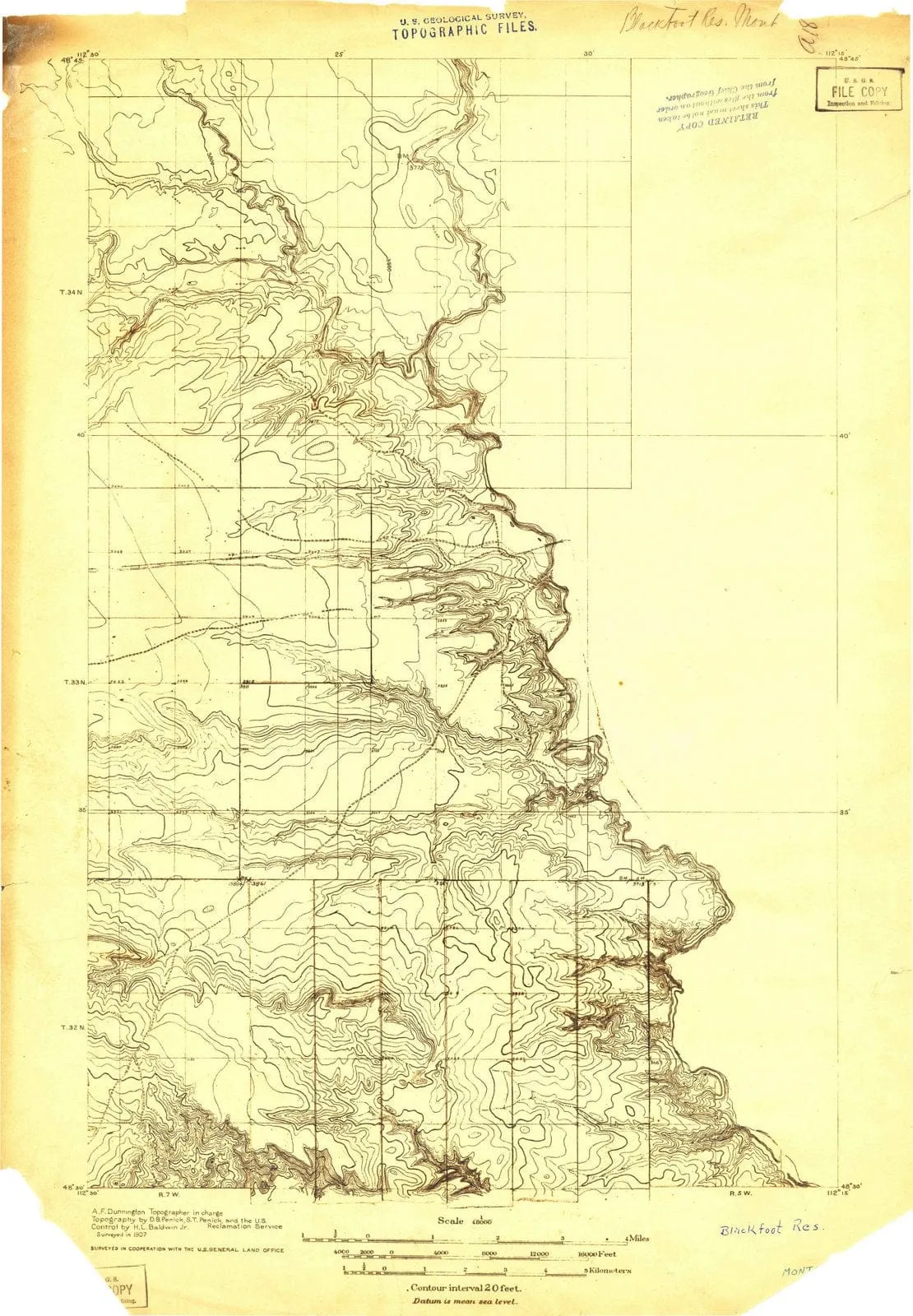 1907 Blackfoot Res, MT - Montana - USGS Topographic Map