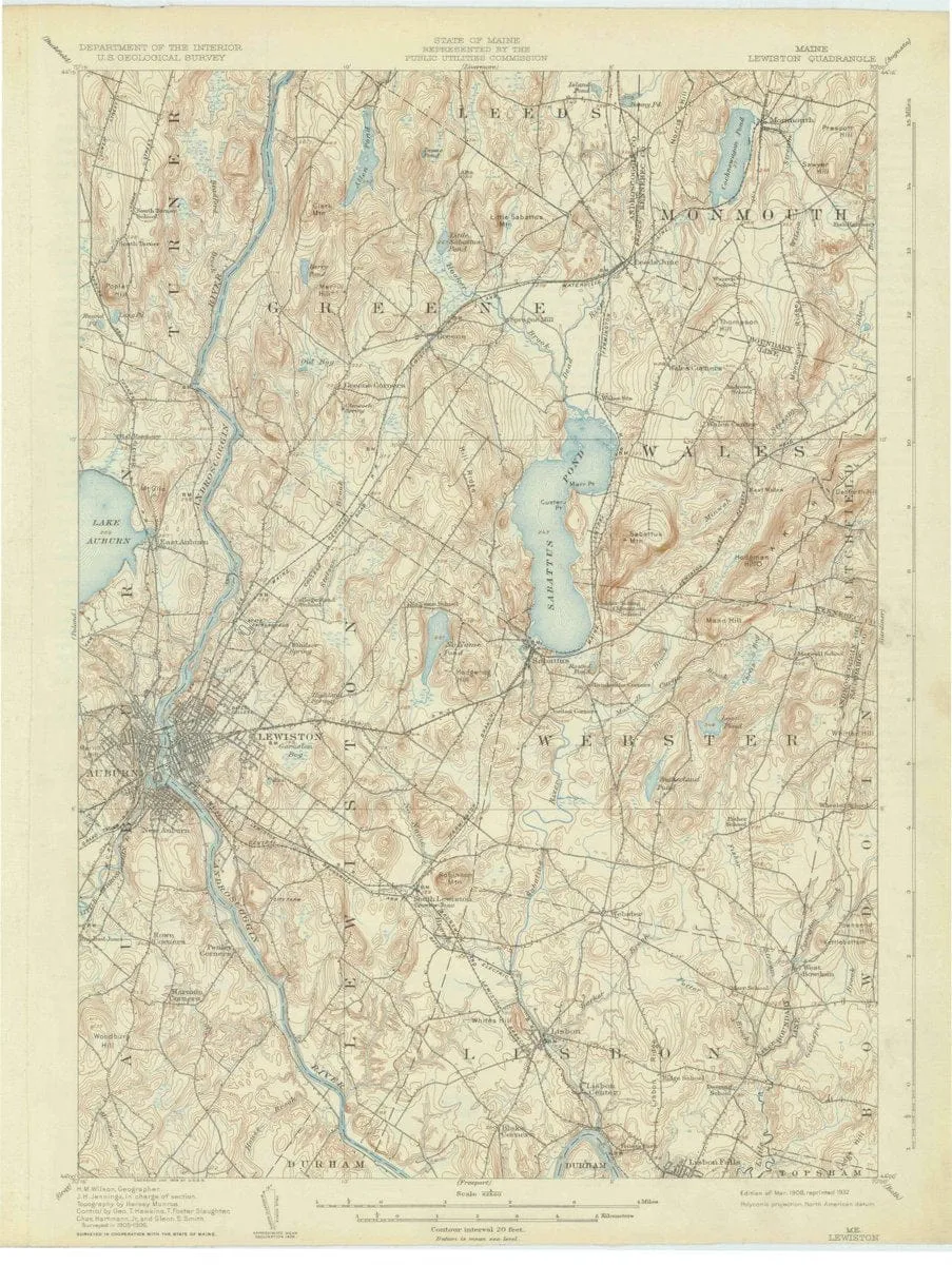 1908 Lewiston, ME  - Maine - USGS Topographic Map