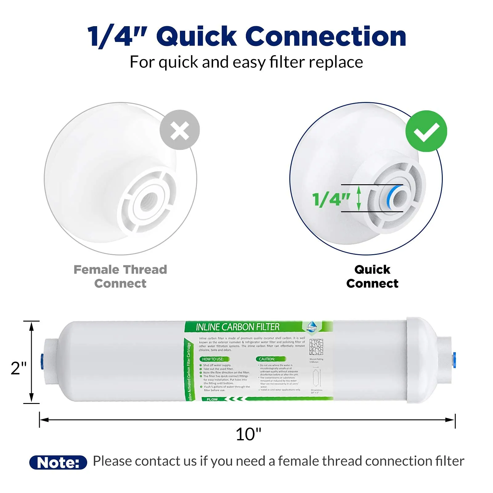 2x Inline Filters w/Quick Connect and 1x 75 GPD RO Membrane Combo Filter