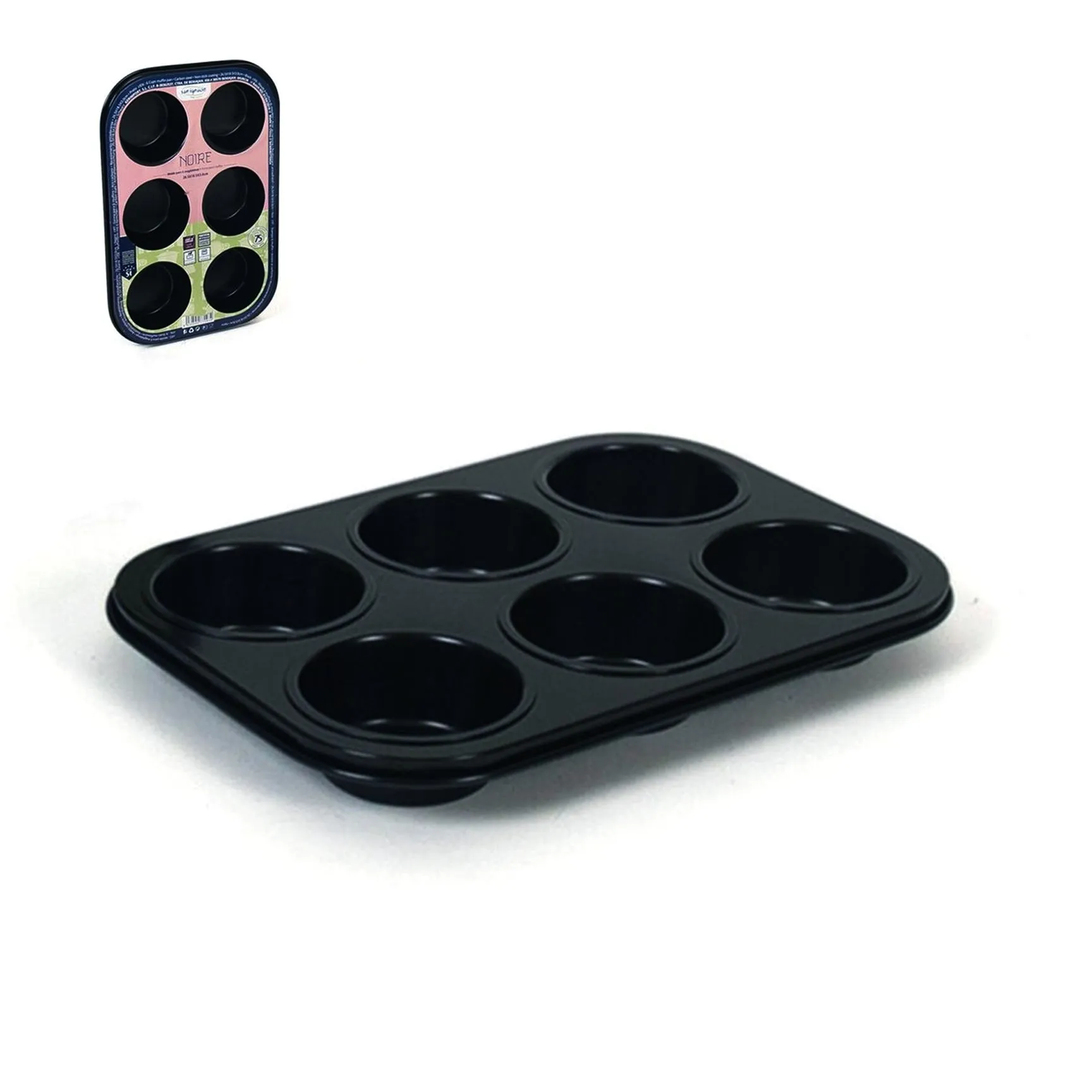 6 cups Muffin Pan black 27x19x3 cm