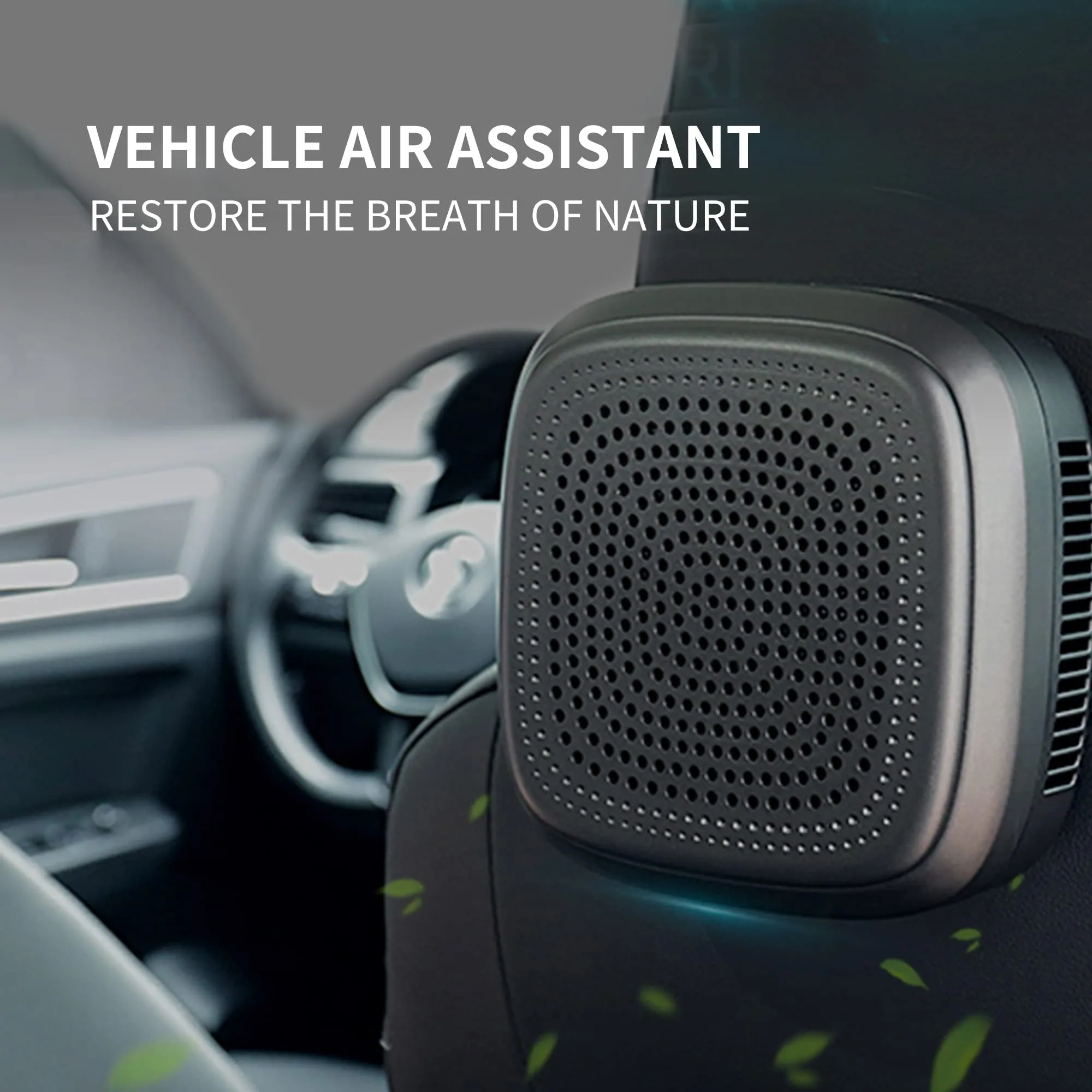 ABSORBIA Portable Car Air Purifier with negative ions and Hepa filter purify the air | Innovative 3D 360 degree surrounding wind.| Also can use Room Office etc…