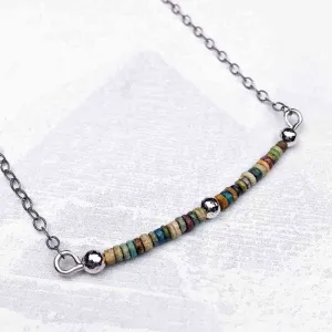 Ancient Egyptian Faience Mummy Bead Necklace in Sterling Silver | Artifact #G3514