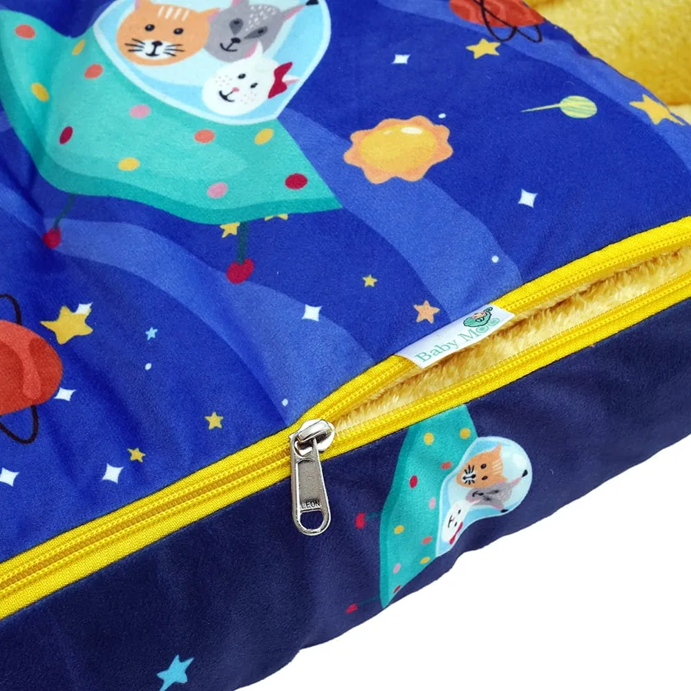 Baby Moo Space Premium Carry Nest Velvet With Fur Lining Sleeping Bag - Blue