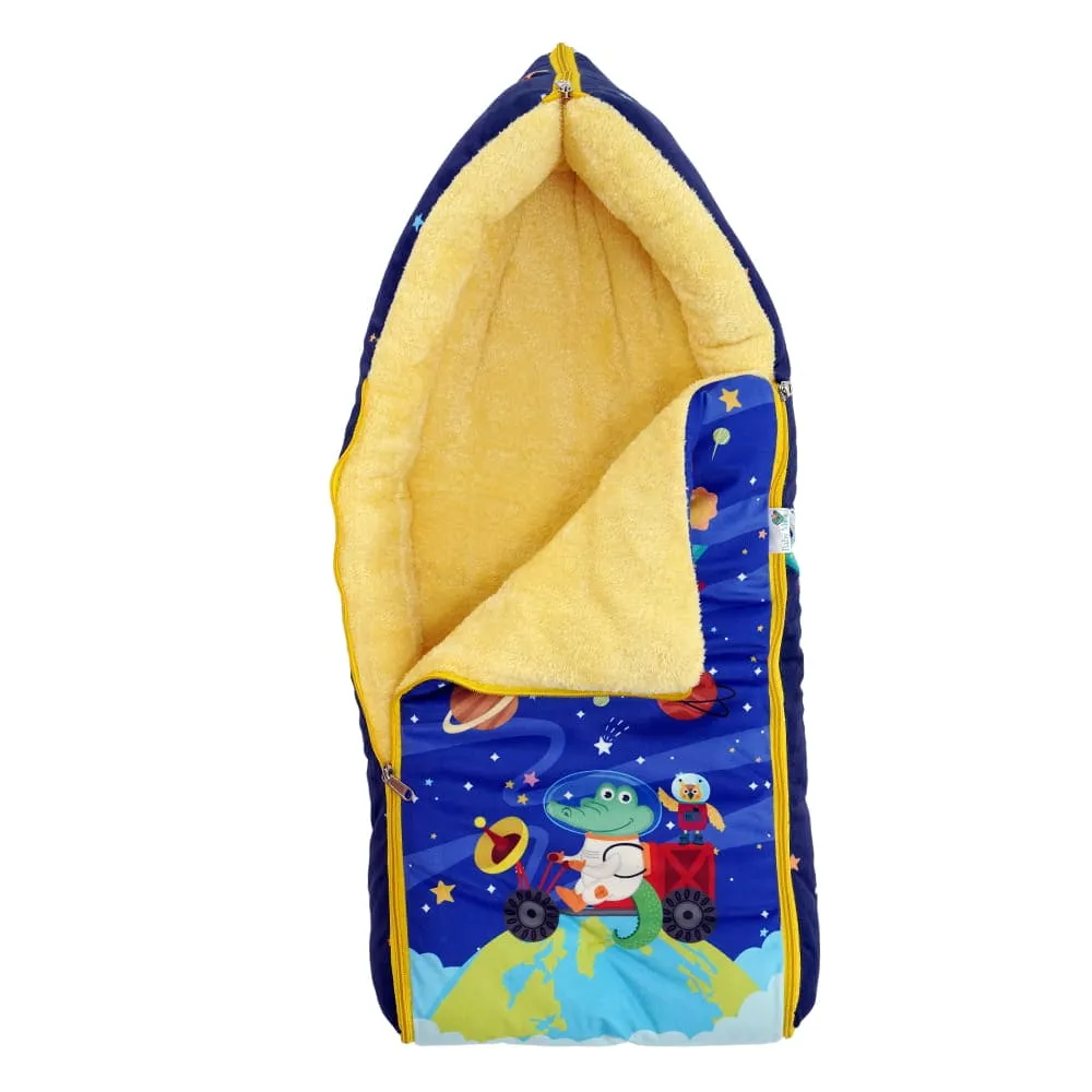 Baby Moo Space Premium Carry Nest Velvet With Fur Lining Sleeping Bag - Blue