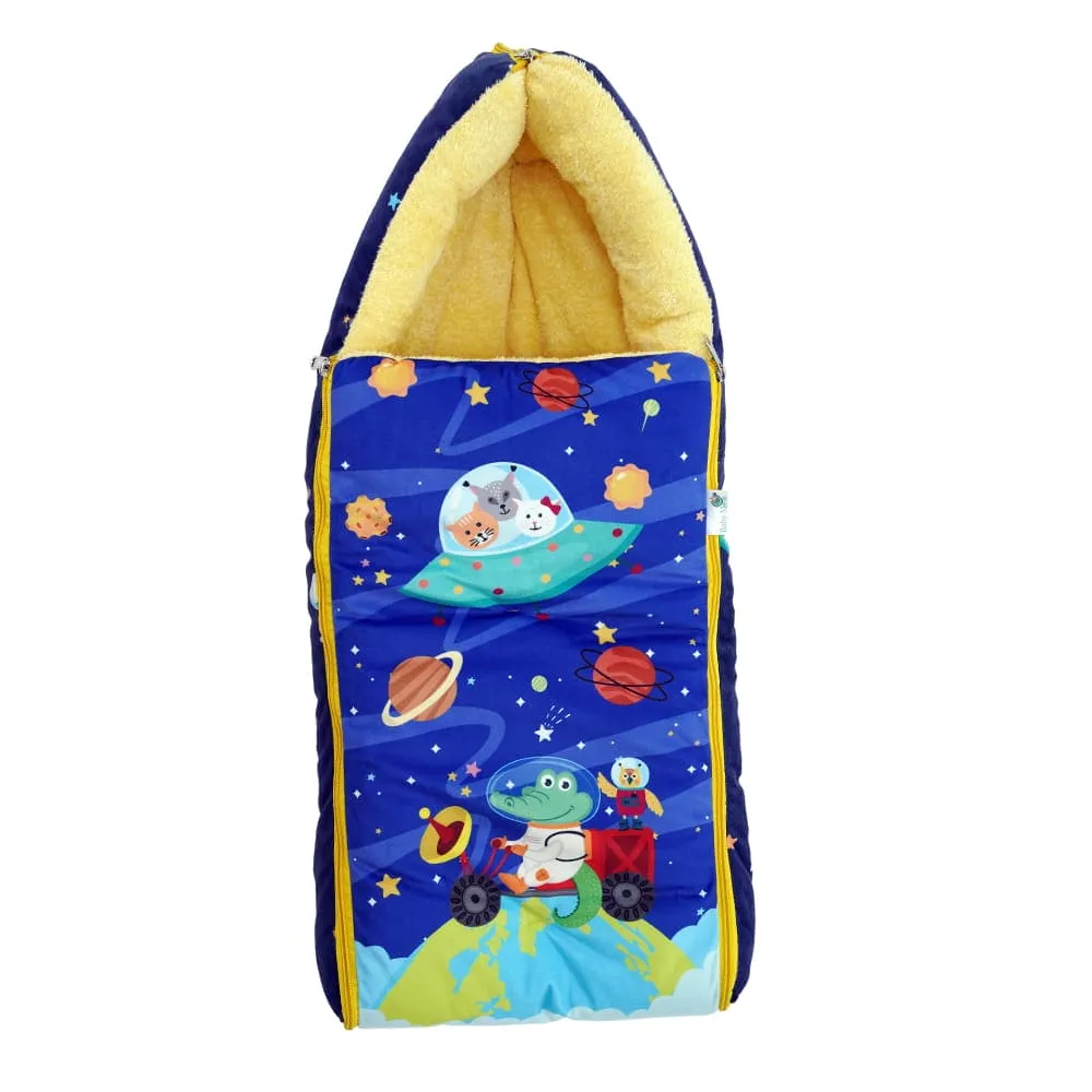 Baby Moo Space Premium Carry Nest Velvet With Fur Lining Sleeping Bag - Blue