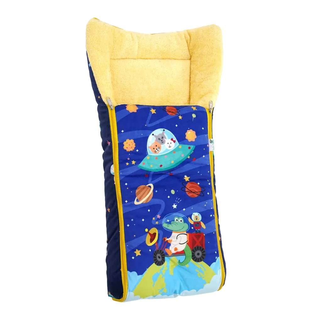 Baby Moo Space Premium Carry Nest Velvet With Fur Lining Sleeping Bag - Blue