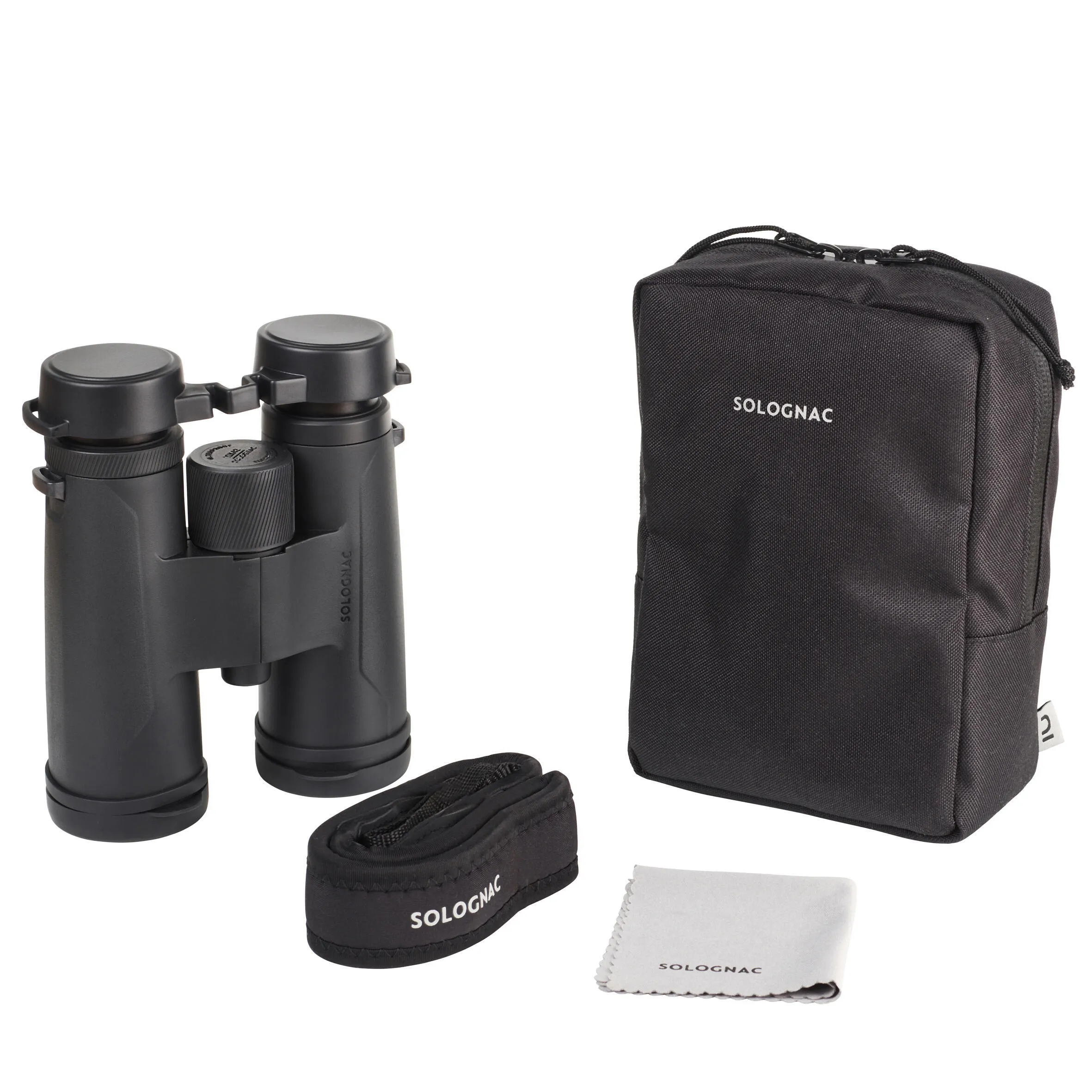 Binoculars 100 10×42 waterproof black SOLOGNAC