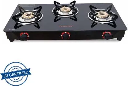 Butterfly, 3 Burner Glass Top LPG Stove,TRIO AUTO