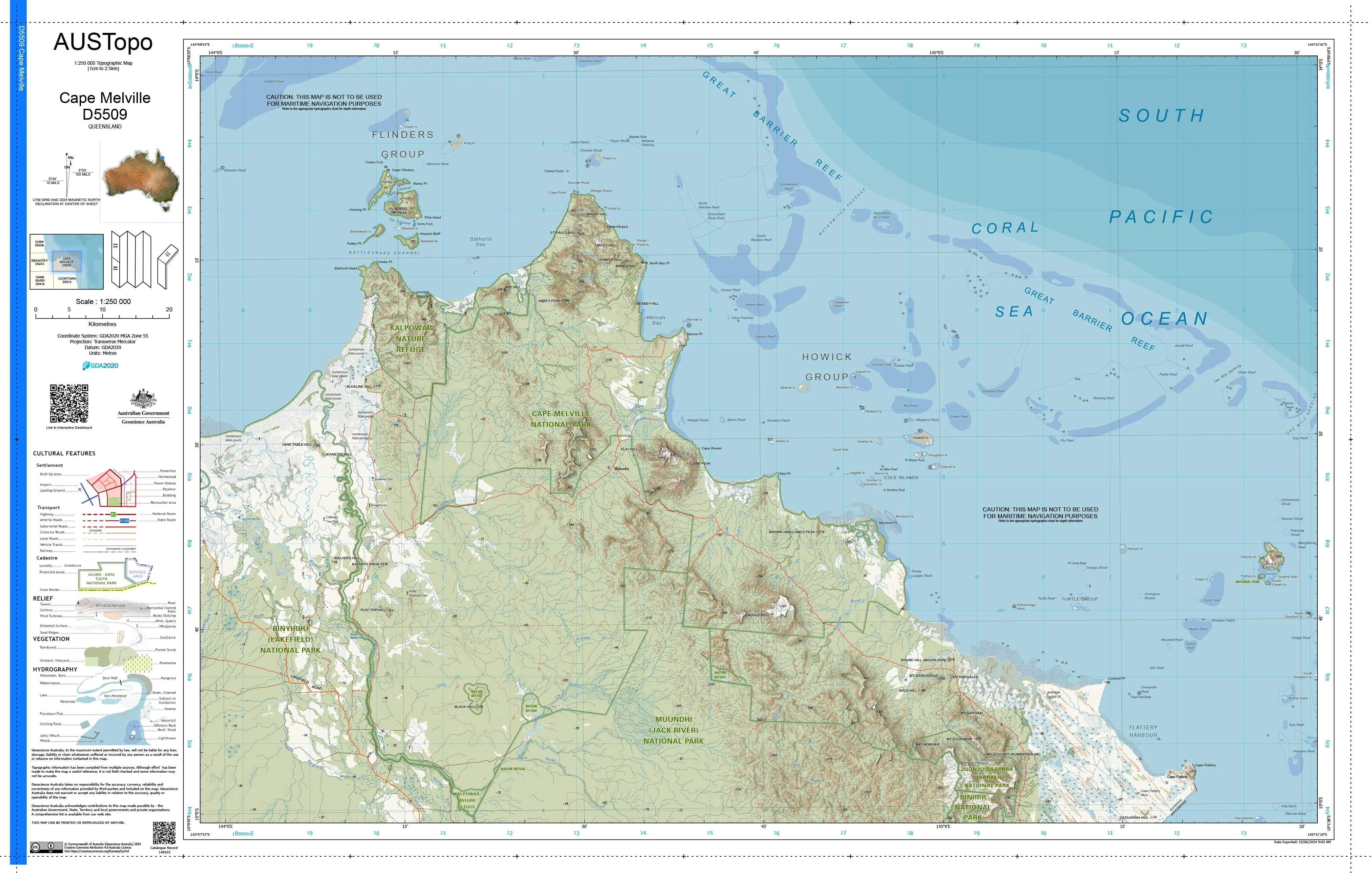 Cape Melville D5509 AUSTopo 1:250,000 Map