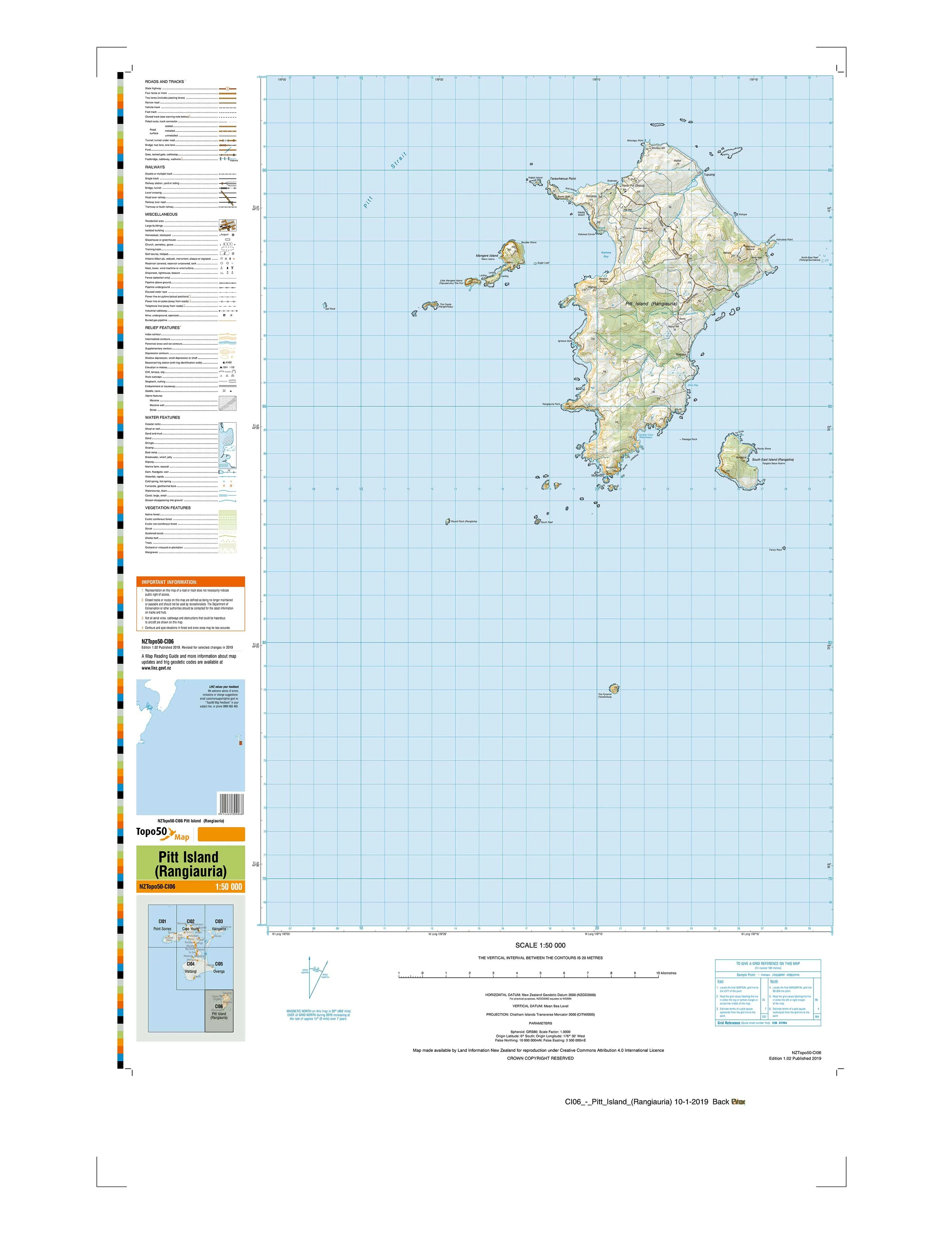 CI06 - Pitt Island (Rangiauria) Topo250 map