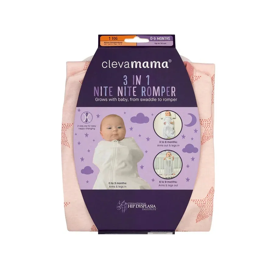 Clevamama 3-in-1 Nite Nite Romper 1 Tog (Pink)