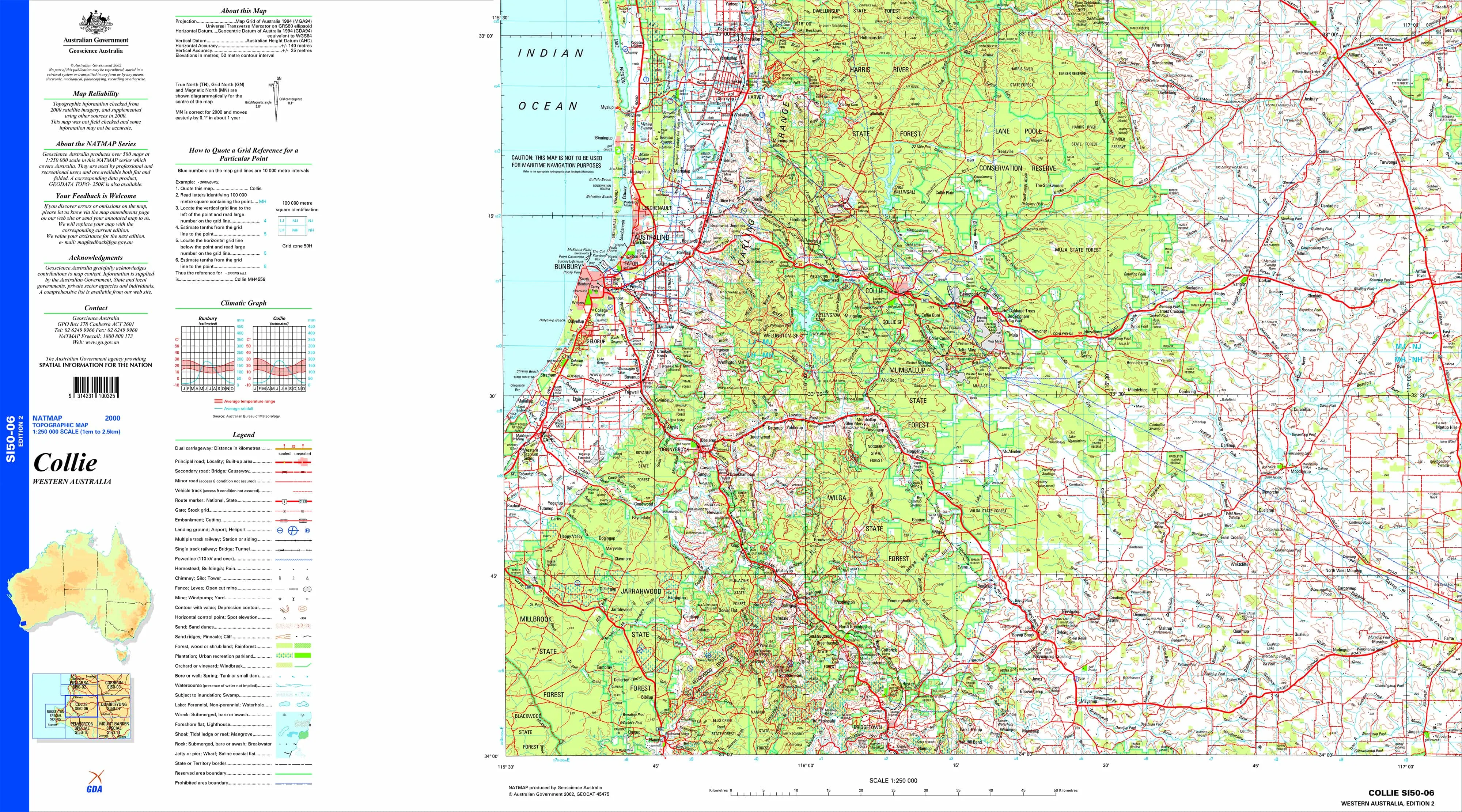 Collie SI50-06 Topographic Map 1:250k