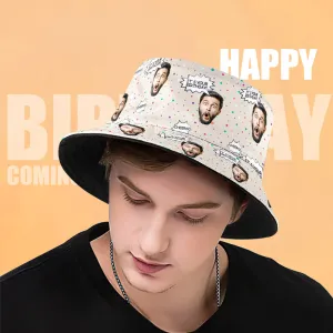 Custom Summer Face Fisherman Hat Wide Brim Hat Bucket Hat Birthday Gift for Family Friends