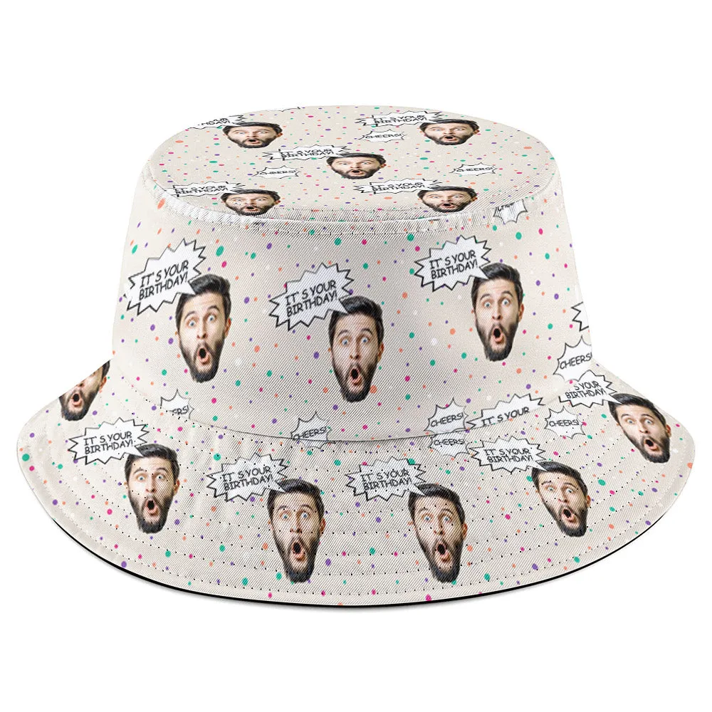 Custom Summer Face Fisherman Hat Wide Brim Hat Bucket Hat Birthday Gift for Family Friends