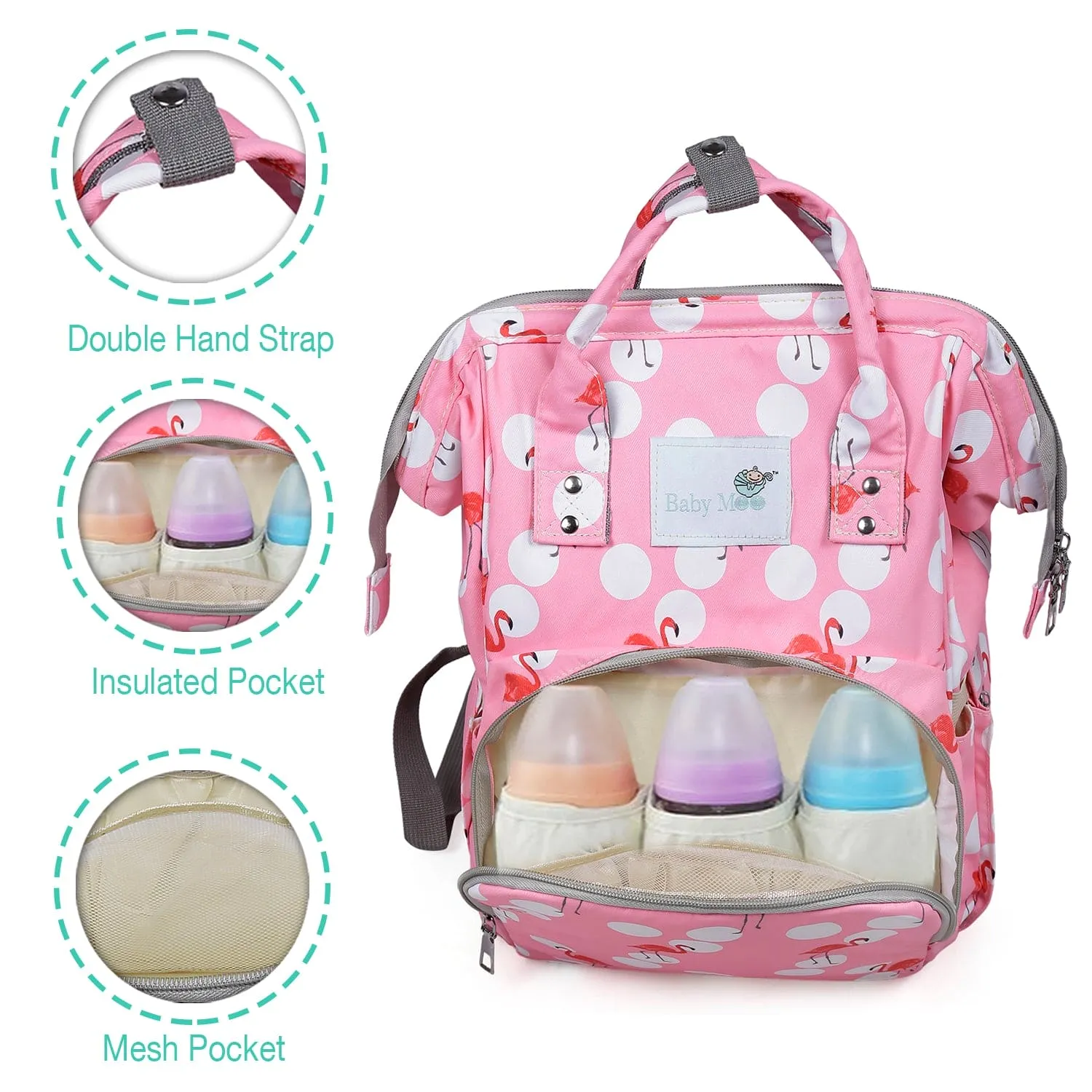 Diaper Bag 
Maternity Backpack Flamingo Pink