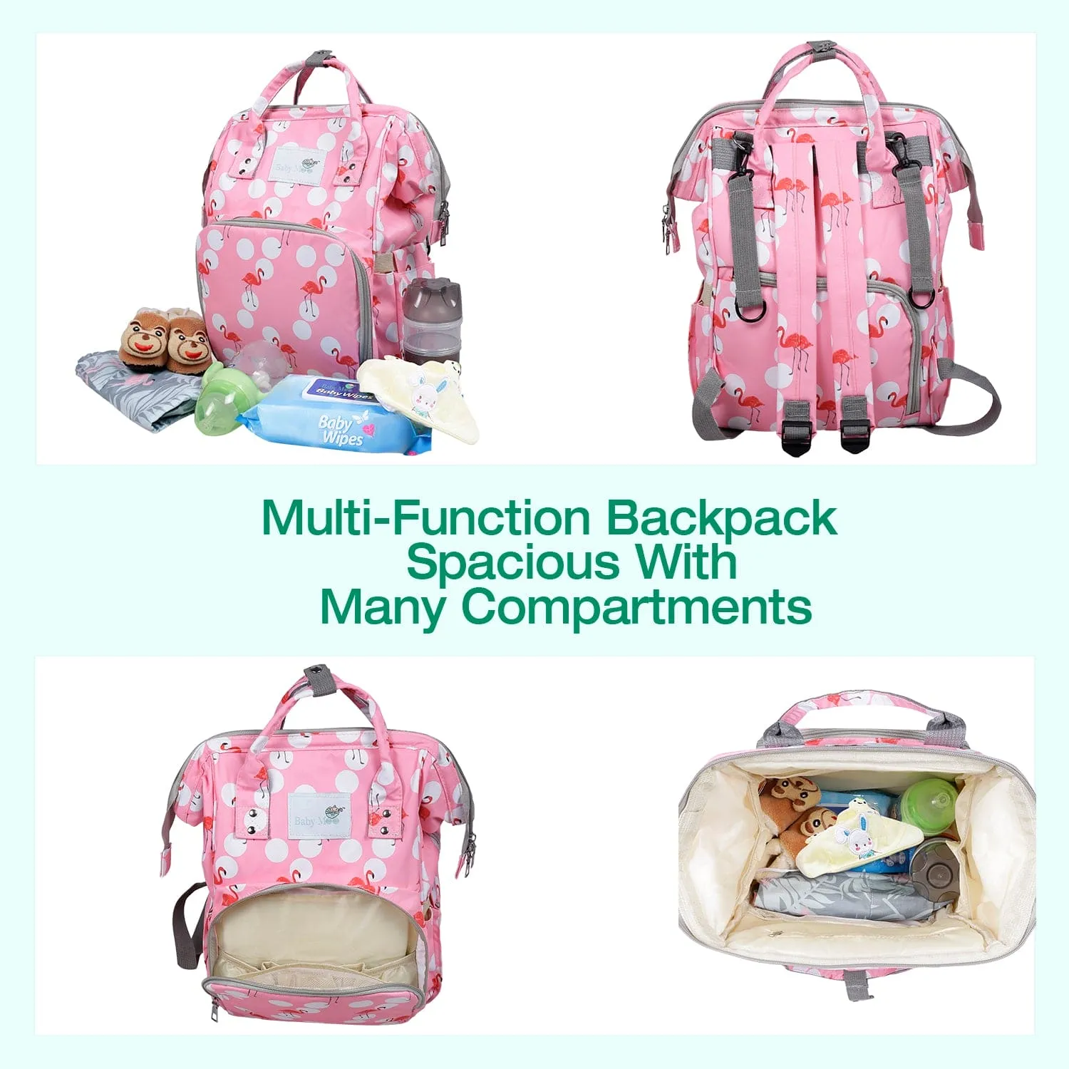 Diaper Bag 
Maternity Backpack Flamingo Pink