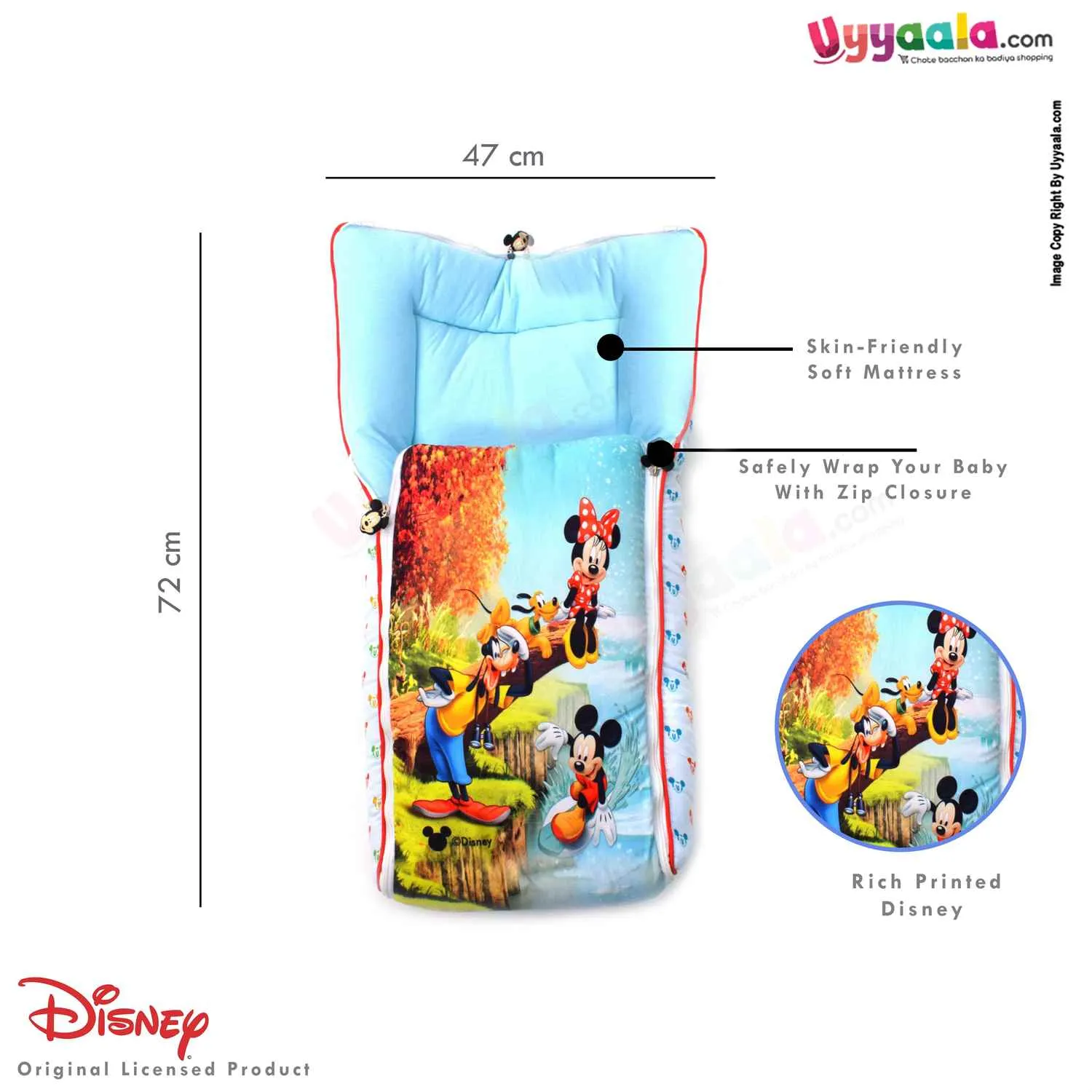 DISNEY Baby Carry Nest (Sleeping Bag) Cotton Disney Print 0 m Age, Blue