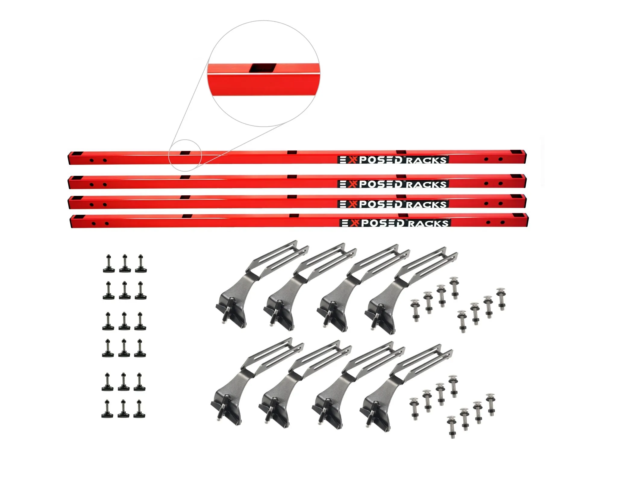 Exposed Racks 9759 Red Four-Piece Click-In Cross Bar for Jeep Wrangler