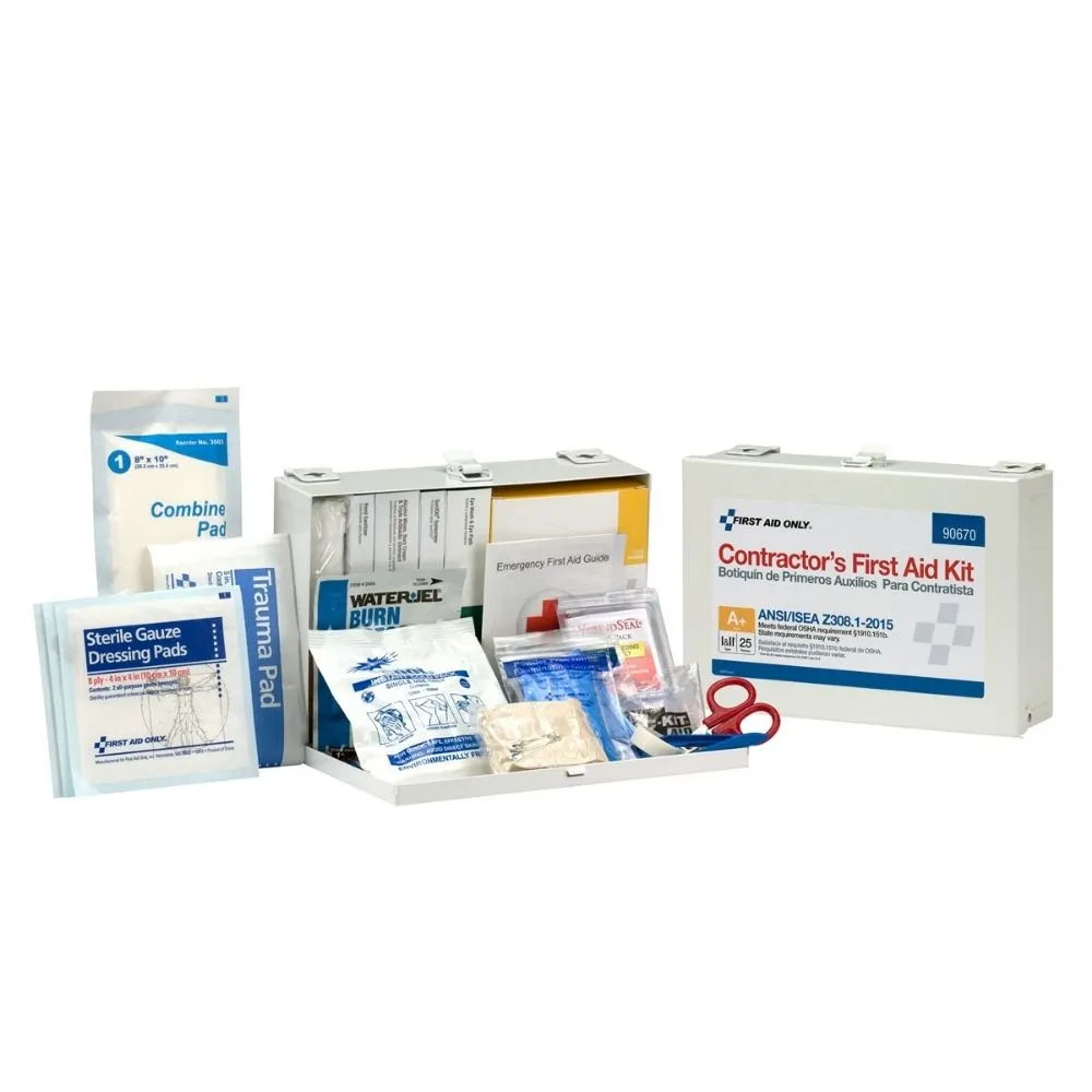 First Aid Only 90670 25 Person Contractor ANSI A  First Aid Kit, Metal Case