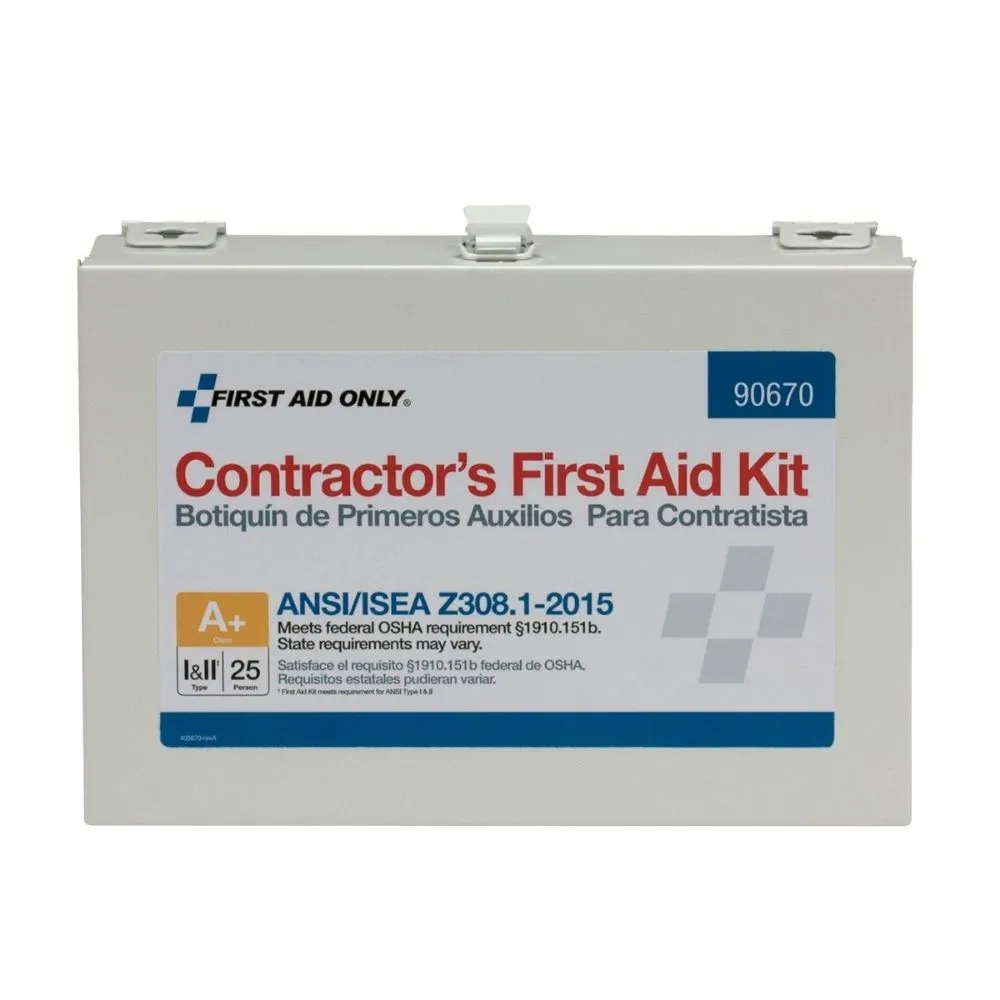 First Aid Only 90670 25 Person Contractor ANSI A  First Aid Kit, Metal Case