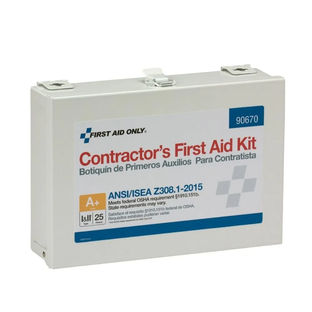 First Aid Only 90670 25 Person Contractor ANSI A  First Aid Kit, Metal Case