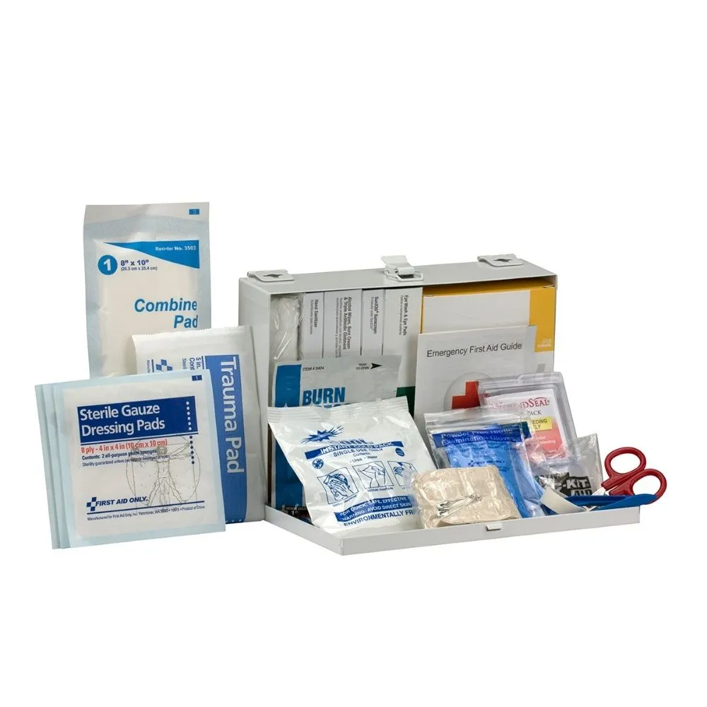 First Aid Only 91350 25 Person Contractor 2021 ANSI A  First Aid Kit, Metal Case