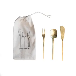 Gold Hammered Stainless Steel Appetizer Utensils