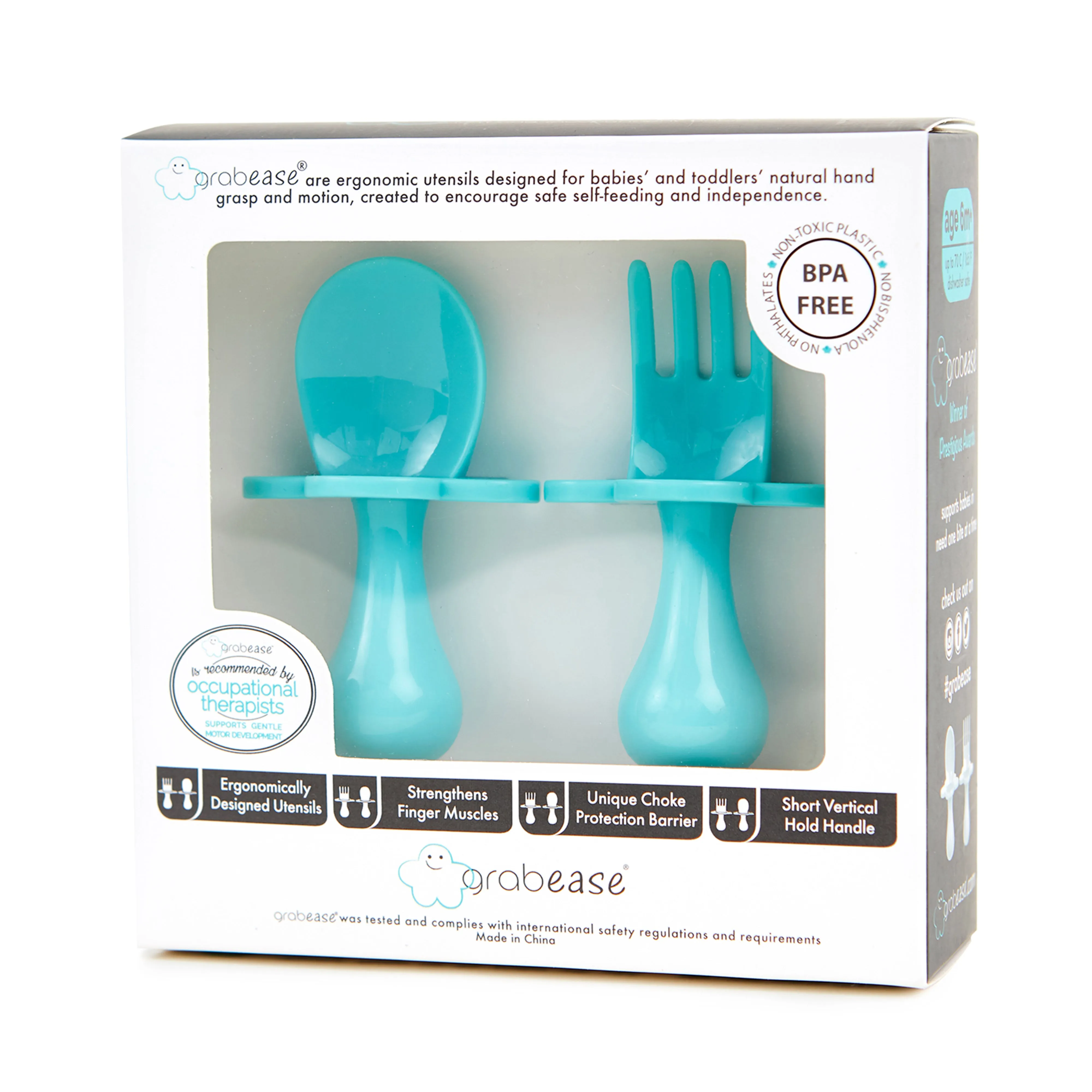 Grabease Fork And Spoon Set Teal