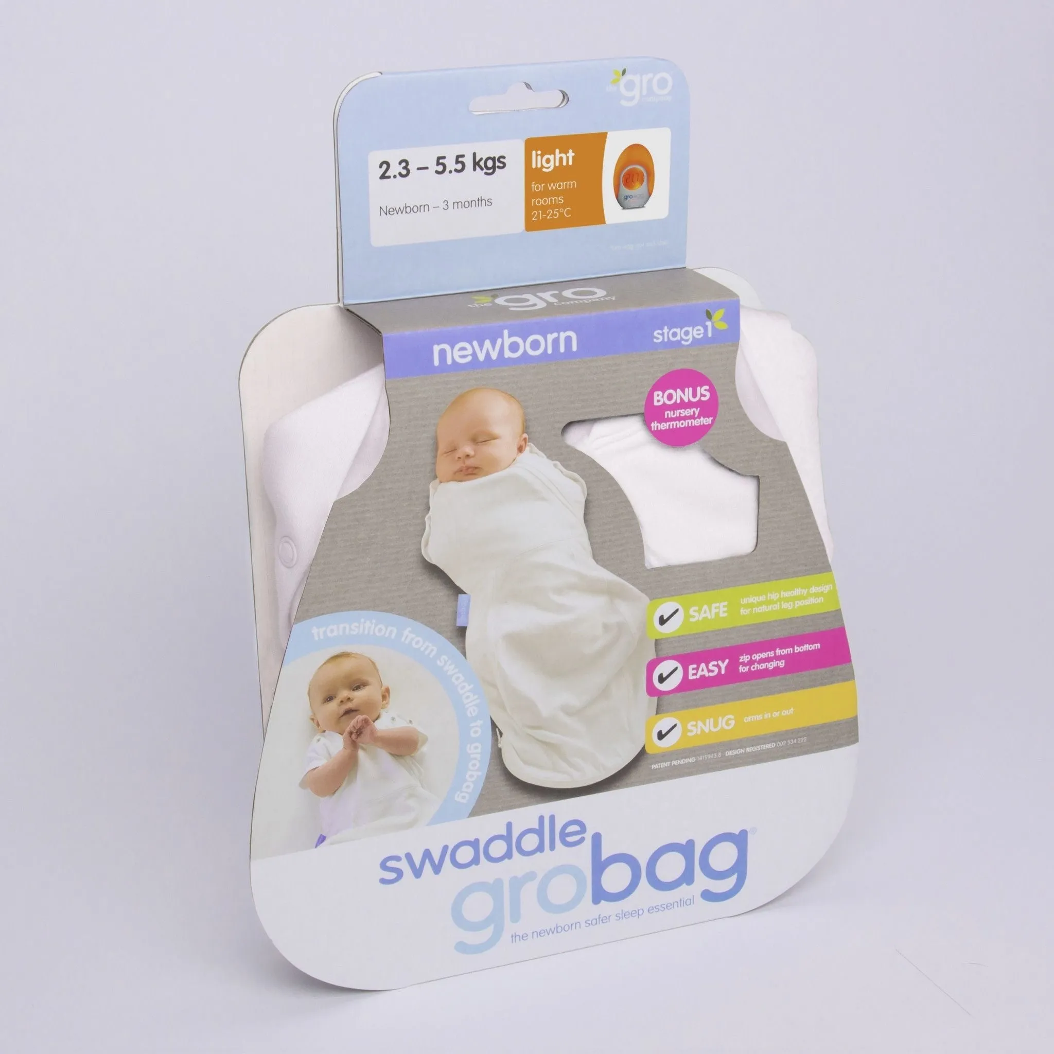 Grobag Newborn Swaddle (Cosy) - Pure White