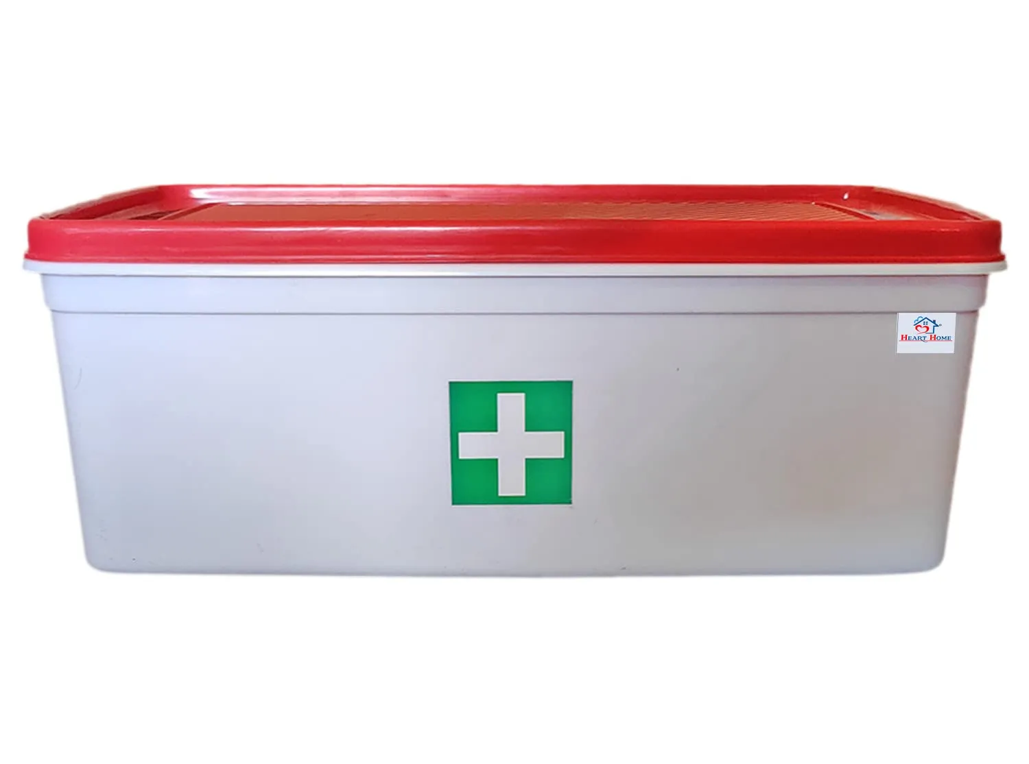 Heart Home Plastic First Aid Emergency Medicine Storage, Organizer Box For Home, Office, Factory (Red & White)-50HH01118