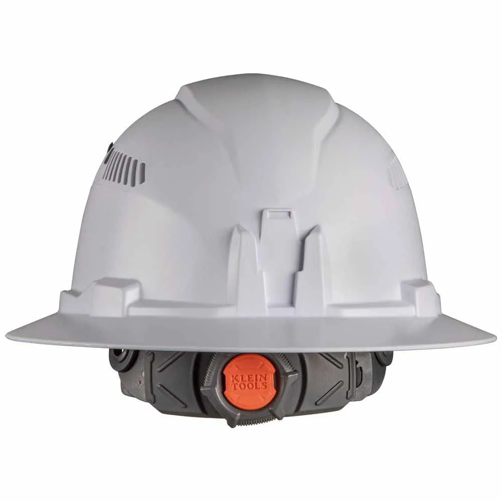 Klein 60407RL Hard Hat, Full Brim White w/Rechargeable Headlamp