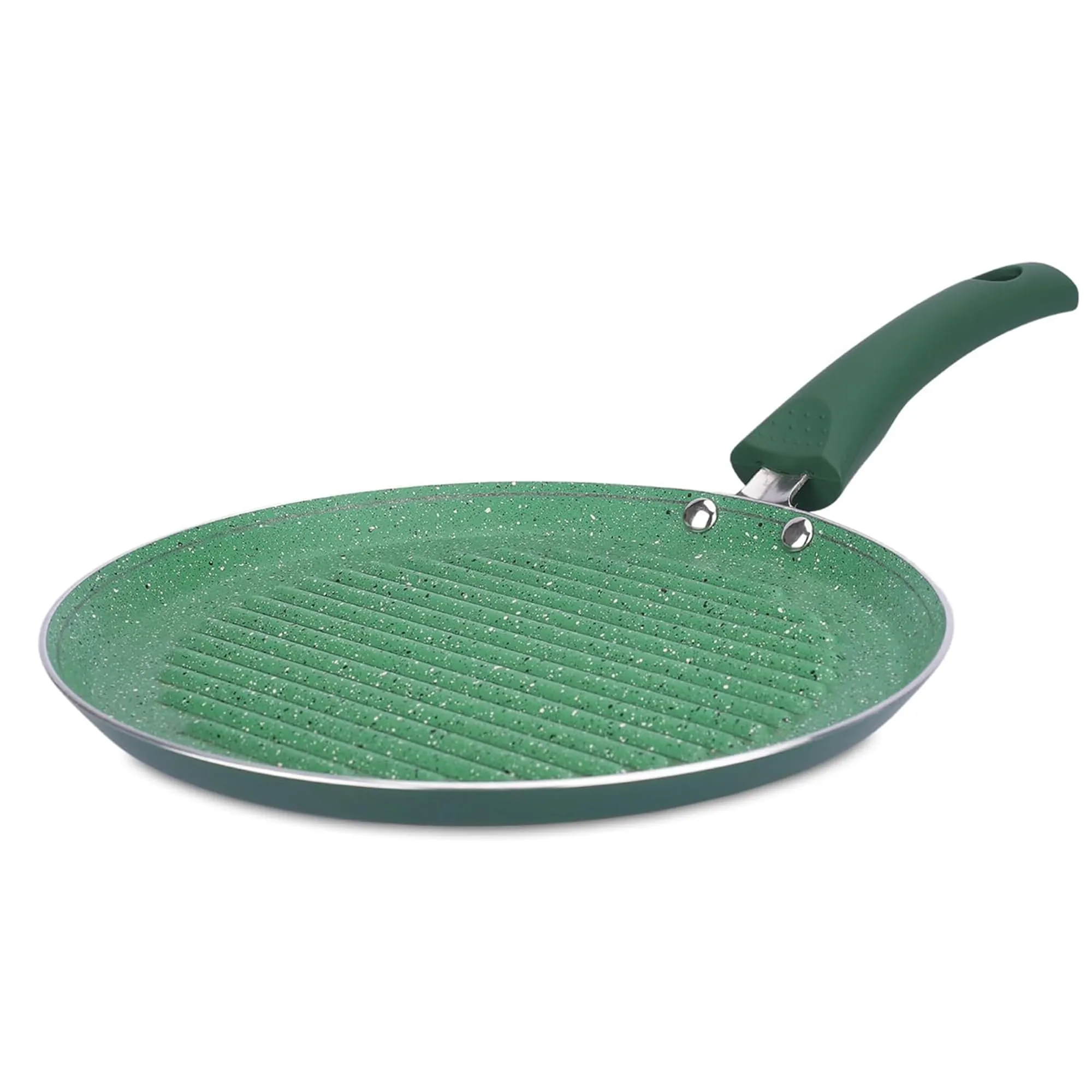 Kuber Industries Aluminium 3 Layer Grill Pan Non Stick Tandoori Tawa for Sandwich, Omelett, Chicken Cooking | Grill Pan with Handle | Green