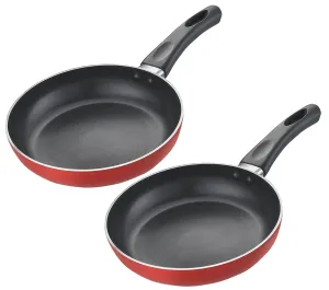 Kuber Industries Aluminium Nonstick Granite Coating Skillet Cookware Frying Pan Egg Pan Omelet Pan (Black) - Pack of 2