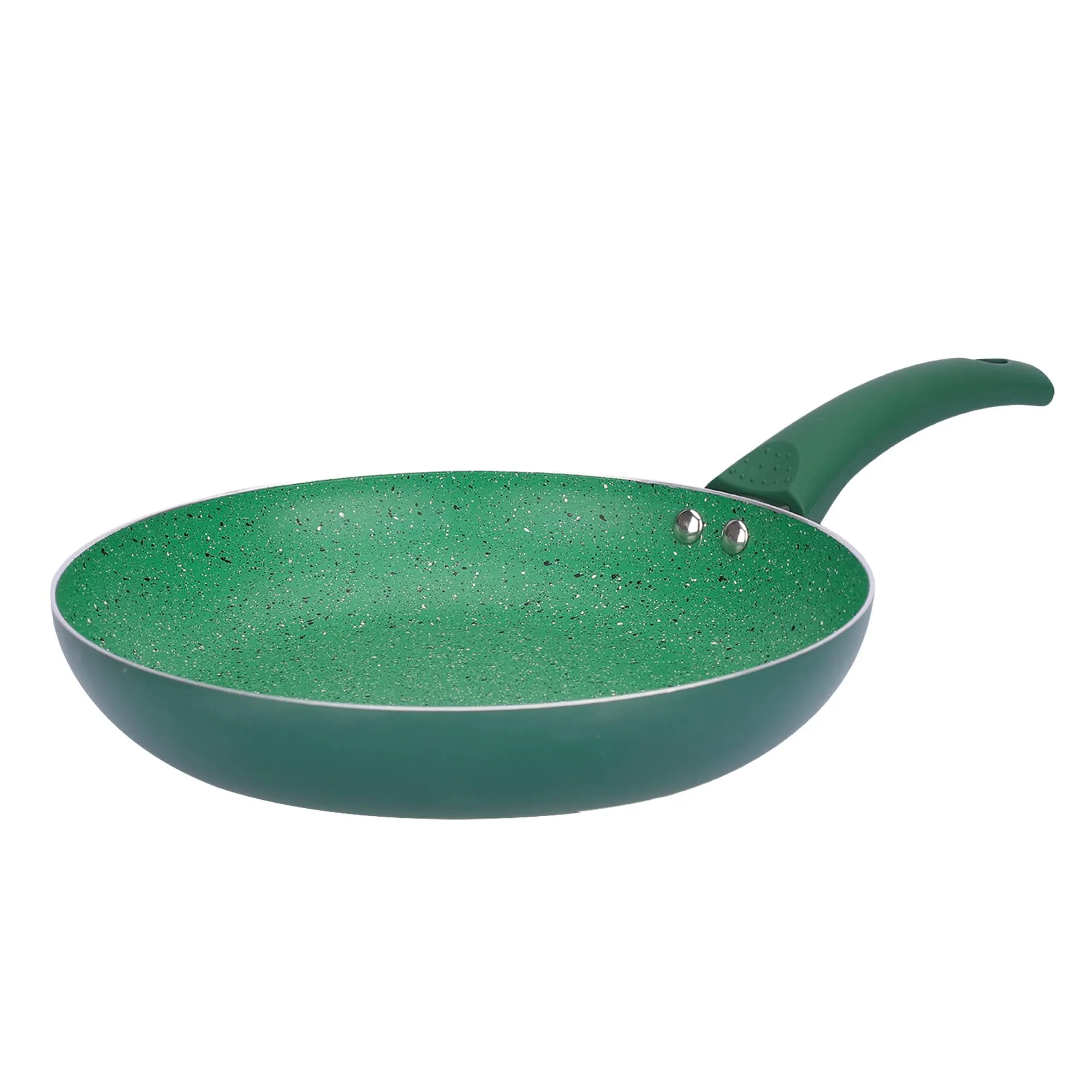 Kuber Industries Non-Stick Aluminum Frying Pan with Handle | Lightweight Induction Pan for Omelettes & Fish Cooking & Tadka | Scratch Resistent, Gas & Induction Compatible | Green