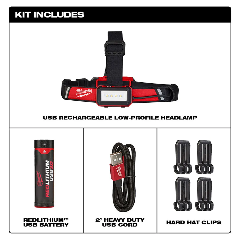 Milwaukee 2115-21 REDLITHIUM USB Rechargeable Low-Profile Hard Hat / Headlamp 600 Lumens