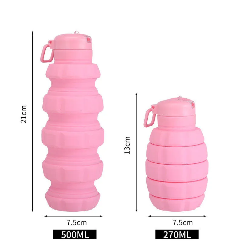 New Silicone Grenade Folding Water Bottle Creative Retractable Outdoor Sports Portable Water Bottle Cross-Border Water Cup