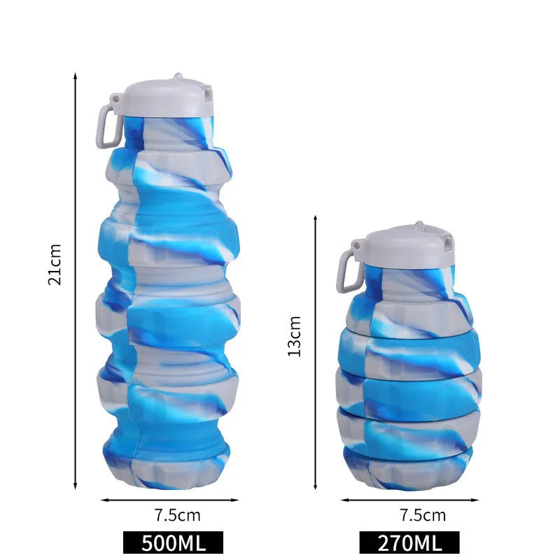 New Silicone Grenade Folding Water Bottle Creative Retractable Outdoor Sports Portable Water Bottle Cross-Border Water Cup