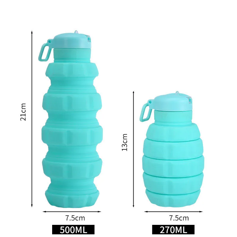 New Silicone Grenade Folding Water Bottle Creative Retractable Outdoor Sports Portable Water Bottle Cross-Border Water Cup