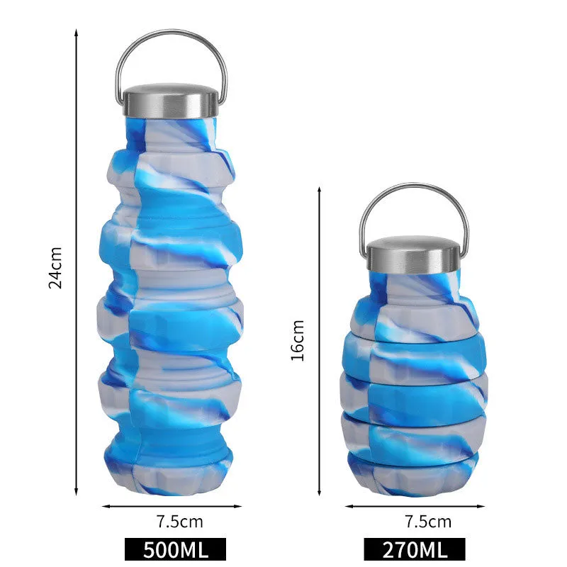 New Silicone Grenade Folding Water Bottle Creative Retractable Outdoor Sports Portable Water Bottle Cross-Border Water Cup