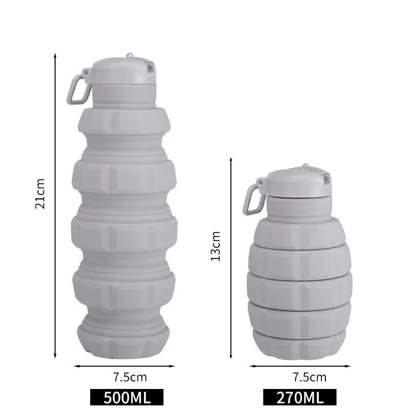 New Silicone Grenade Folding Water Bottle Creative Retractable Outdoor Sports Portable Water Bottle Cross-Border Water Cup