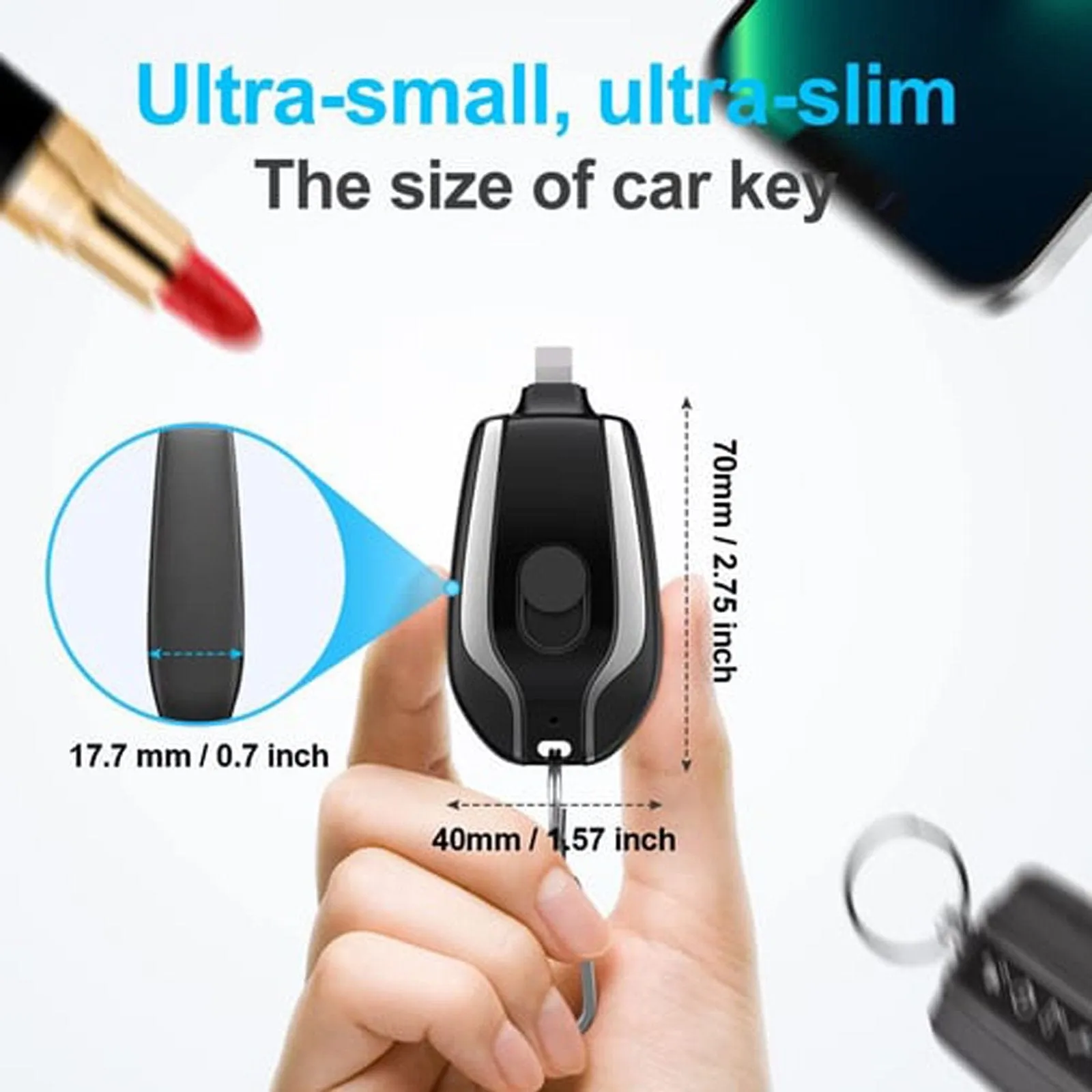 Portable Keychain And Power Bank For Iphone Devices/Type C