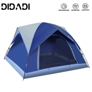 premium 4 Person Camping Tent,DIDADI Outdoor Dome Tents for Camping with Easy Setup, Double Mesh Door & Removable Rainfly, Breathable Windproof & Waterproof, Lightweight Tents for Hiking Traveling