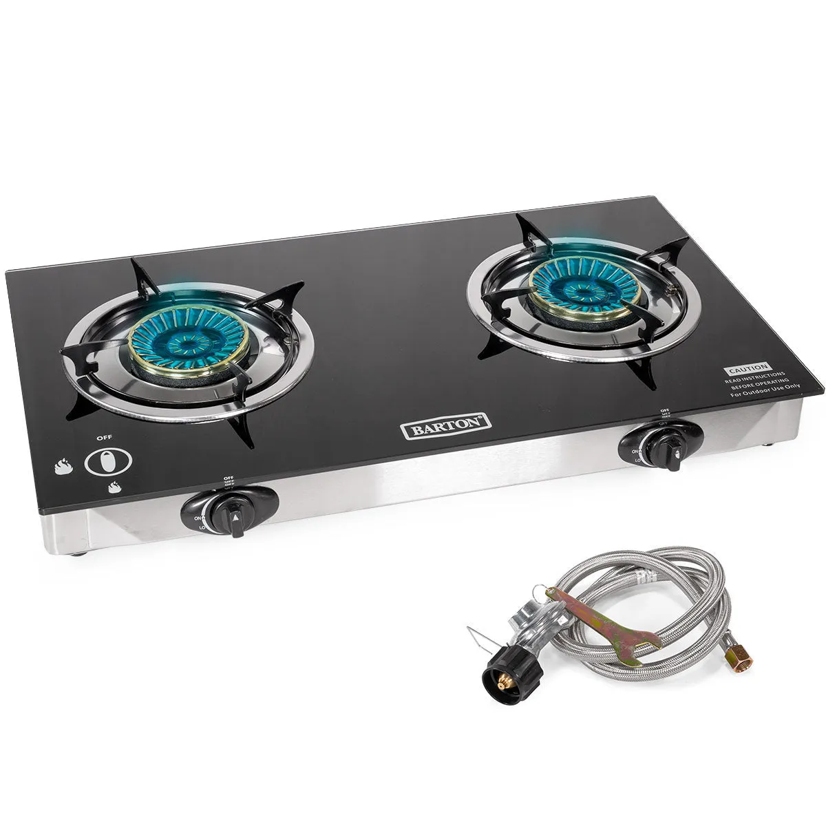 Propane Gas Range Stove 2 Burner rv camping Tempered Glass Cook top Auto Ignition