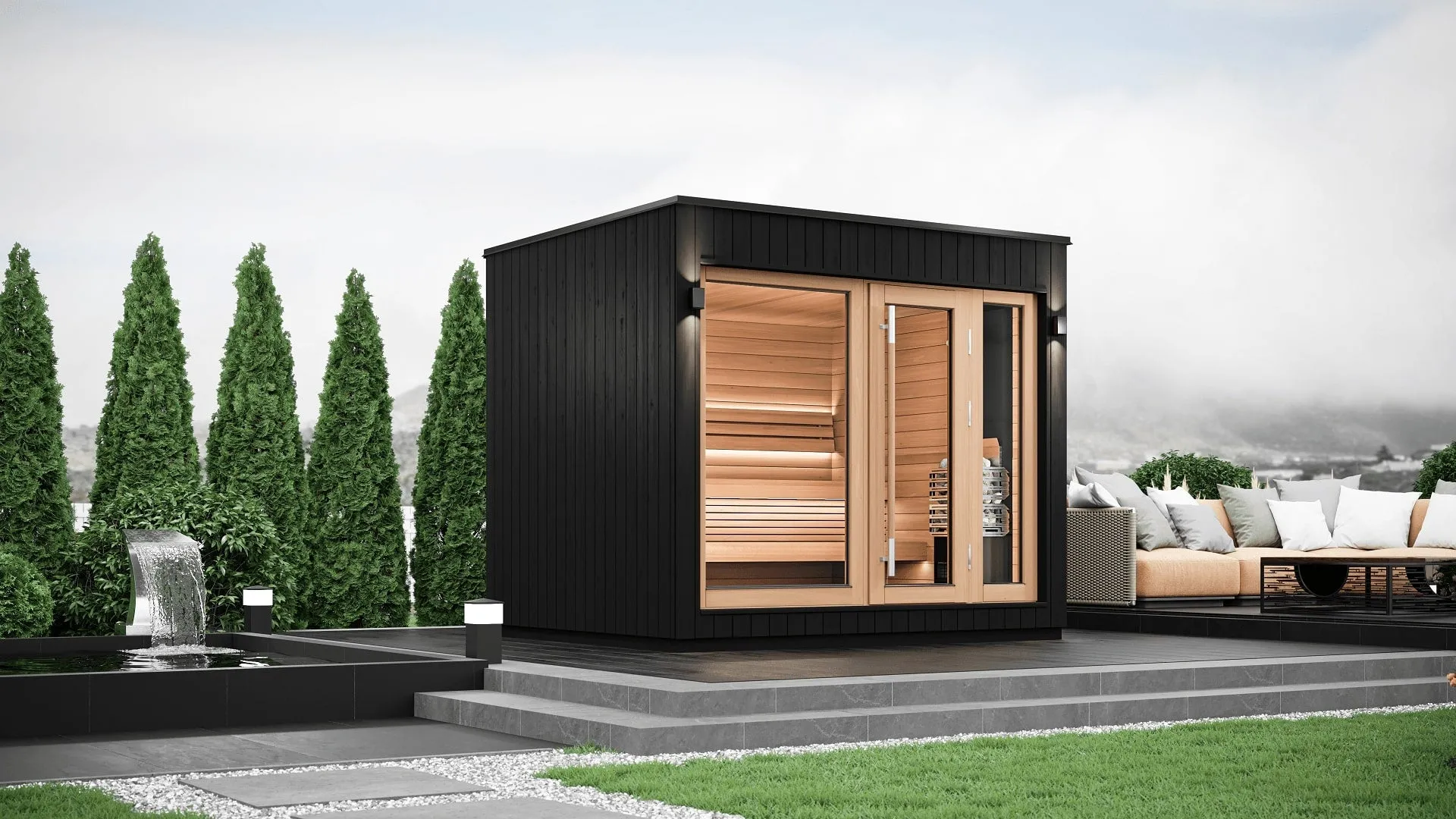 SaunaLife Model G7S Pre-Assembled Outdoor Home Sauna with Bluetooth Audio