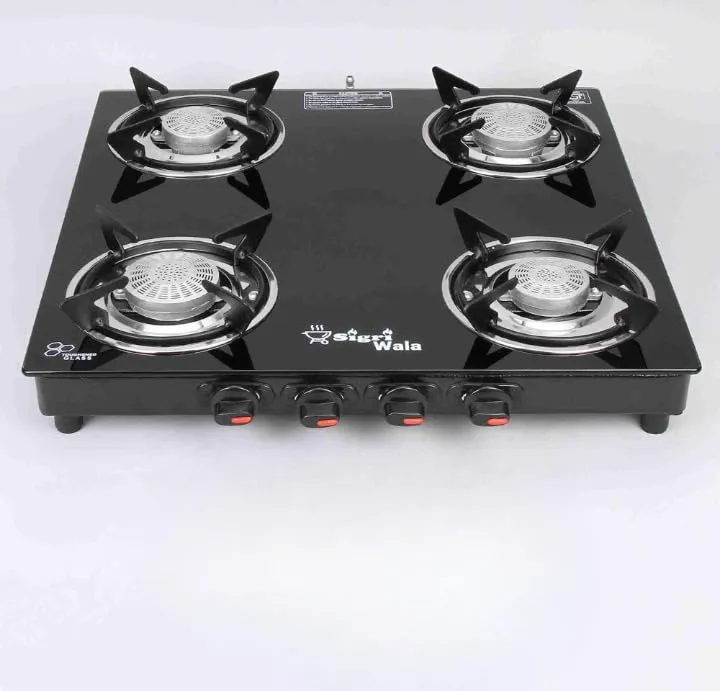 Sigri-wala 4B PNG/CNG Compatible Glass Manual Gas Stove (4 Burners)