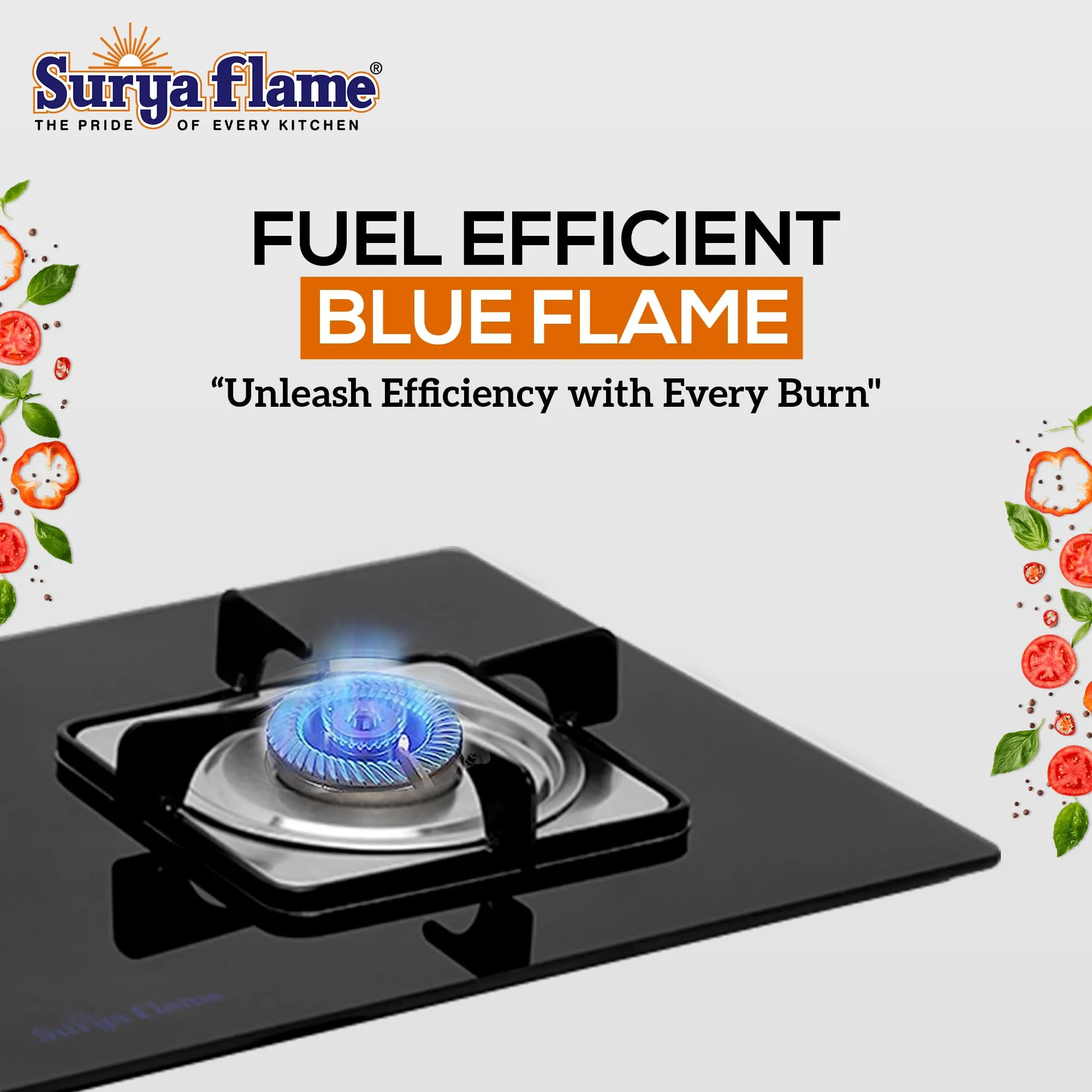 Surya Flame Nexa 3 Burner LPG Gas Stove | Glass Top With Stainless Steel Body | 2 Years Complete Door Step Warranty Including Glass